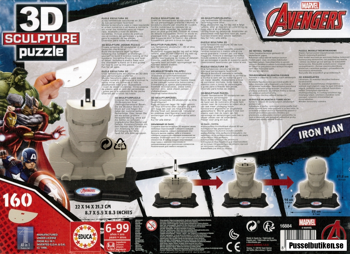 Educa 3D Sculpture Puzzle Avengers, Iron Man (160) Pusselbutiken.se