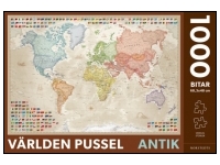 Norstedts: Världen Pussel Antik - Världskarta med svensk text och flaggor (1000)