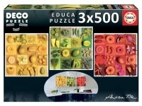 Educa: Andrea Tilk - Exotic Fruits and Flowers (3 x 500)