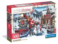 Clementoni: Christmas Collection - Train Station with Snowman (500)